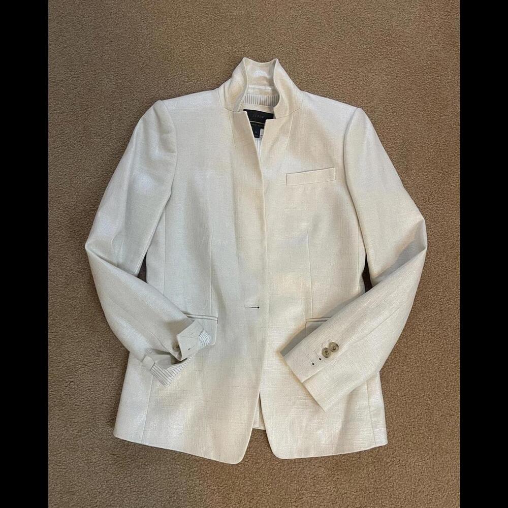 Off white metallic j crew regent blazer size 0